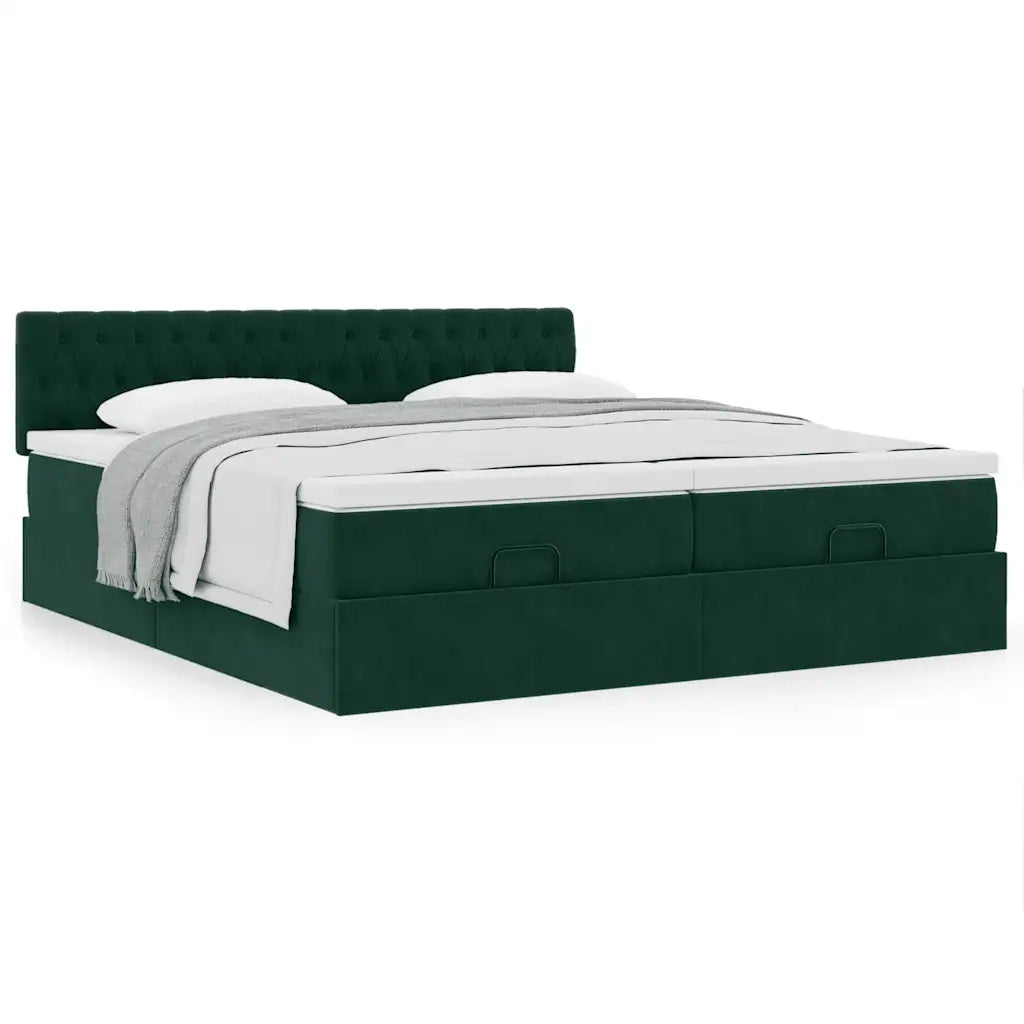Struttura Letto Pouf con Materassi 200x200 cm Velluto
