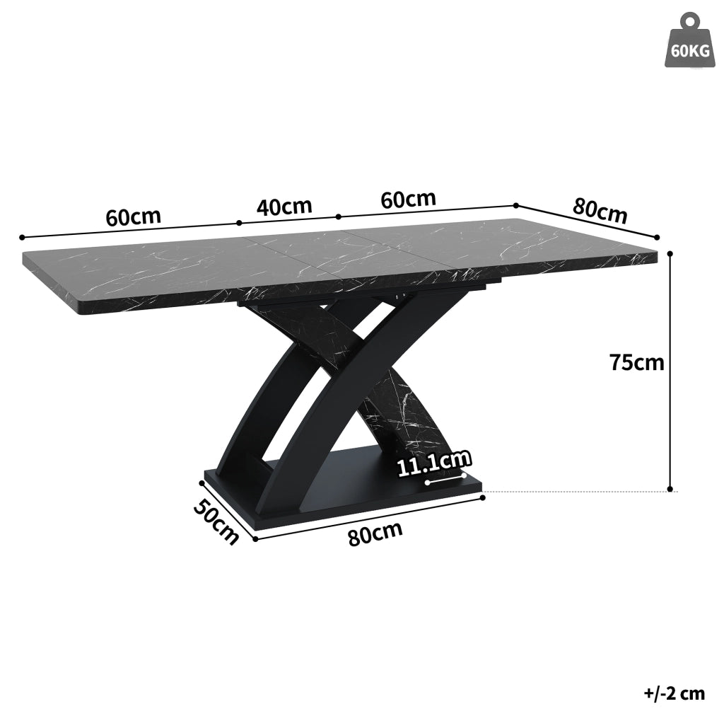 Tavolo da pranzo allungabile nero in MDF e metallo 120-160 cm
