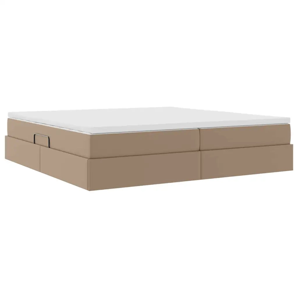 Letto con contenitore e materasso Cappuccino 200 x 200 cm 3370181