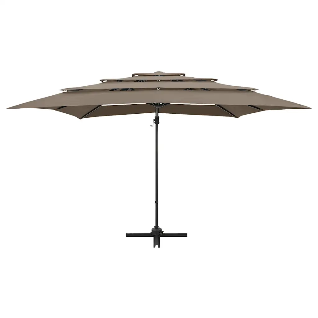 Ombrello | Parasolne a Sbalzo 4 Livelli Palo Alluminio 250x250 cm Tortora
