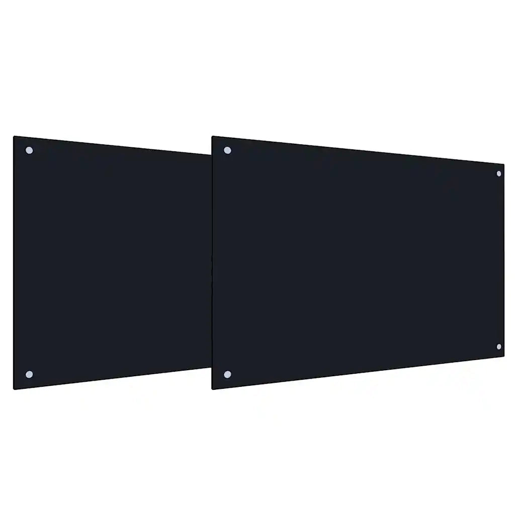 Schienale da cucina 2 pcs Nero 90 x 50 cm vetro temperato 3415438