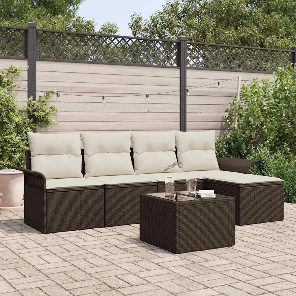 Set Divano da Giardino con cuscino 6 pcs Marrone polyrattan 3353997