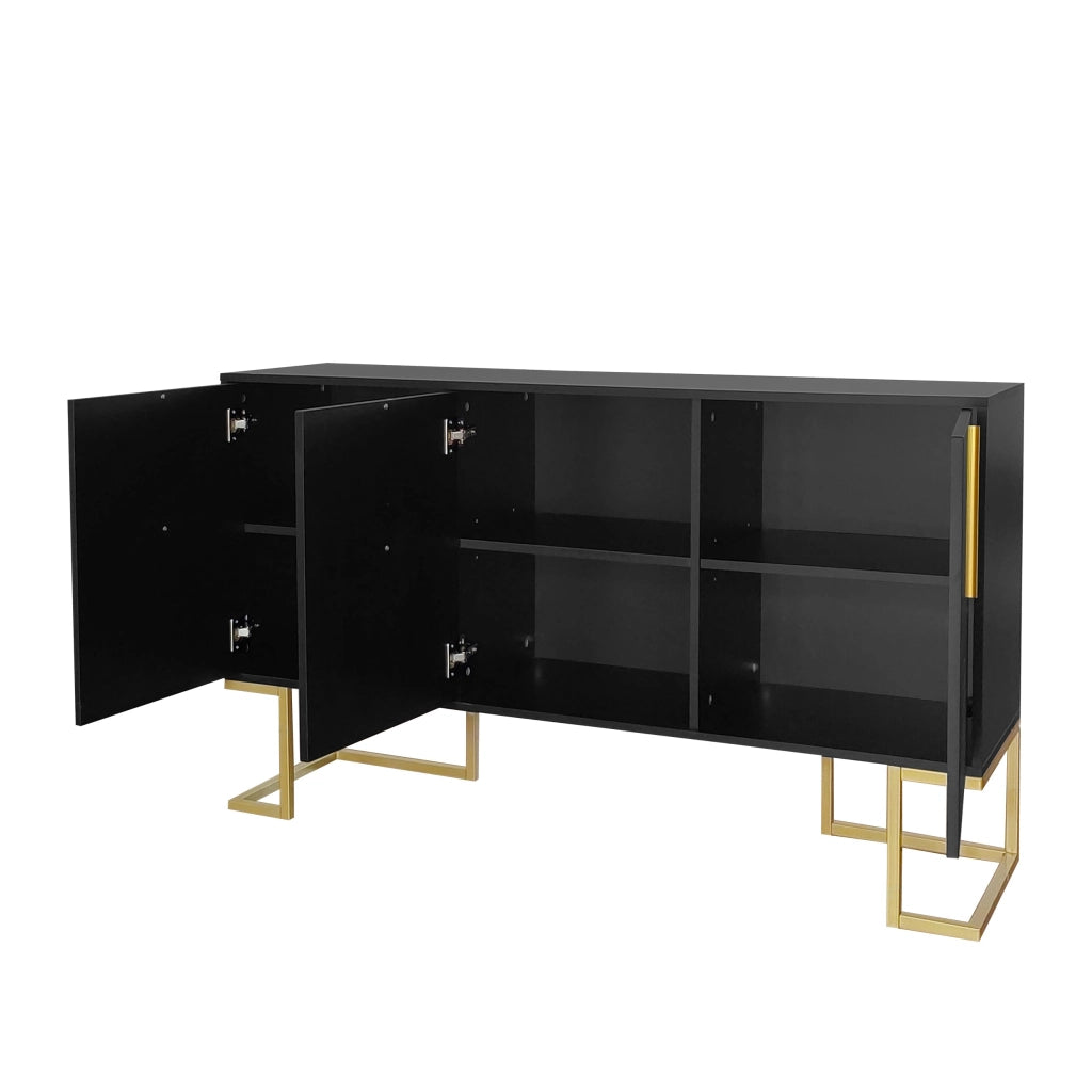 Credenza a 3 ante con ripiani regolabili per soggiorno cucina e sala da pranzo in MDF nero