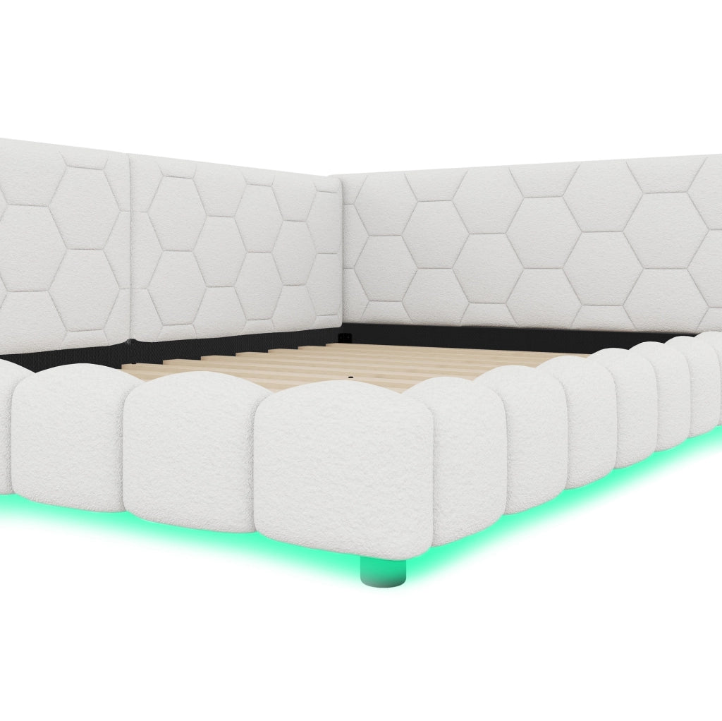 Daybed 140x200 cm con rete a doghe, luce LED ambientale e porte USB/Type-C