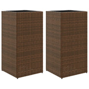 2 pz Fioriere | Cassetta per fiori | Vaso da Giardino Marrone 40x40x80 cm in Polyrattan