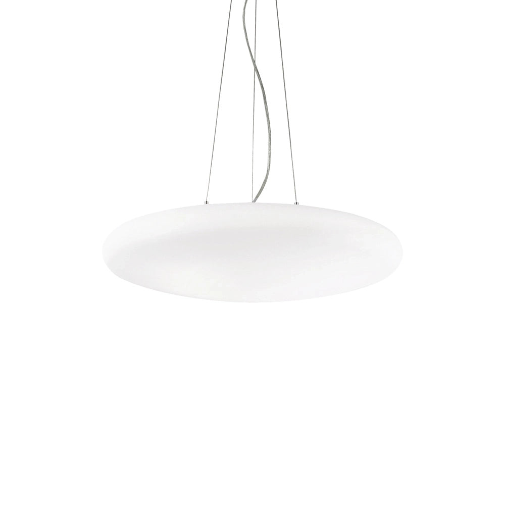 Sospensione Moderna Smarties Vetro Bianco 3 Luci E27 D60Cm