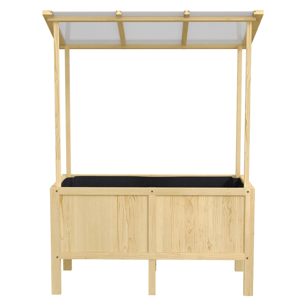Hochbeet in legno di abete con tetto in policarbonato 110x60x152 cm, natura