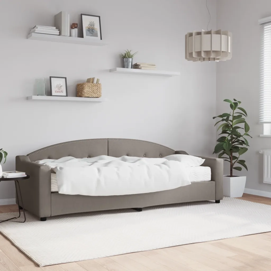 Divano Letto con Materasso Tortora 80x200 cm in Tessuto 3197510