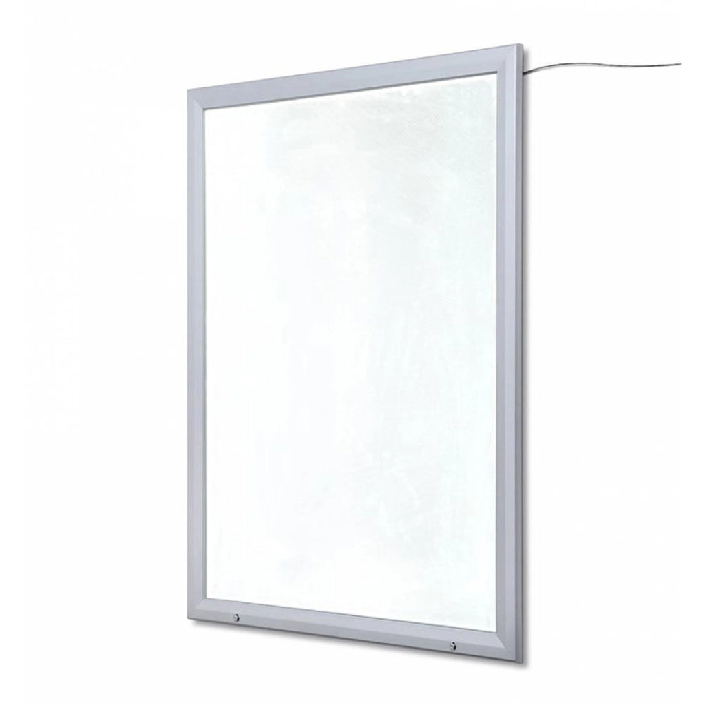 Bacheca con Apertura a Ribalta 100x140 cm in Alluminio Retroilluminata con Led Porta Poster Silver
