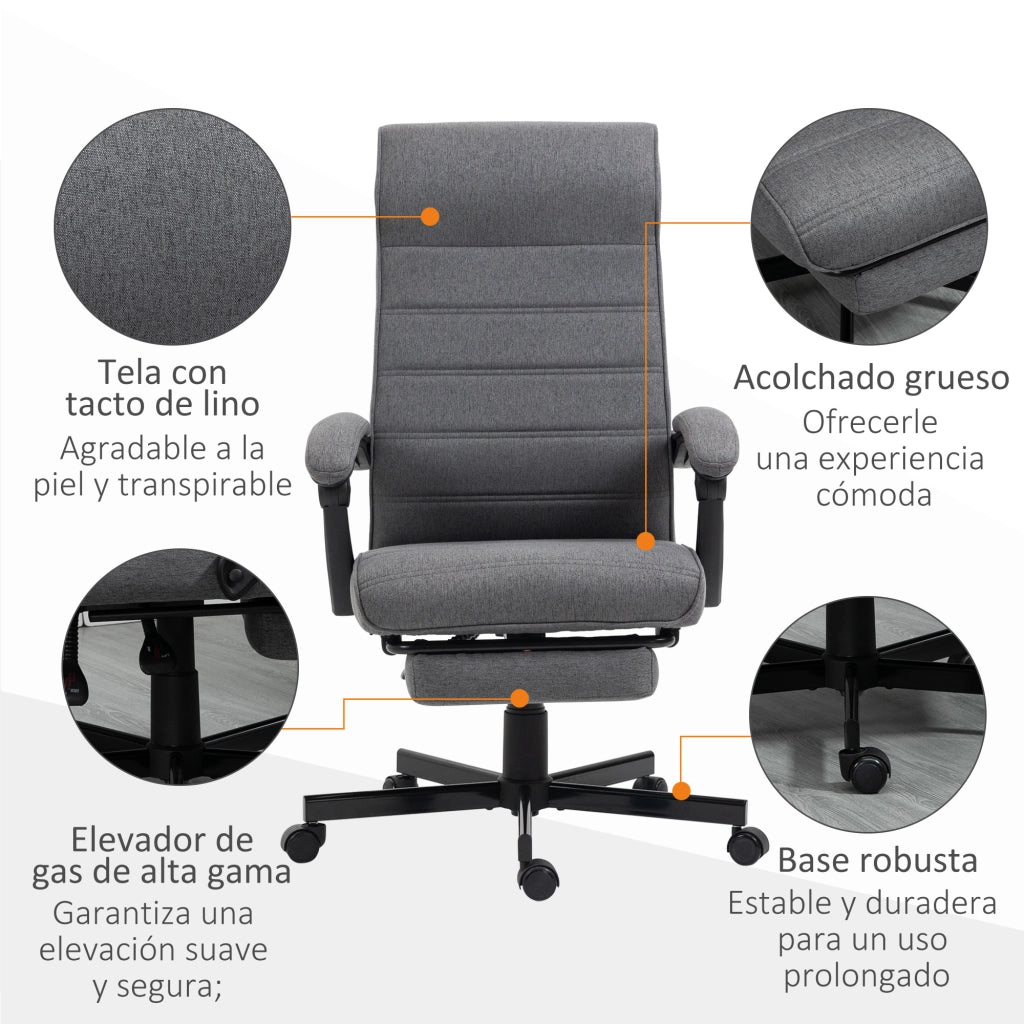 Sedia da Ufficio Reclinabile con Altezza Regolabile Braccioli e Poggiapiedi Retraibile ¨C Xylo ¨C Grigio