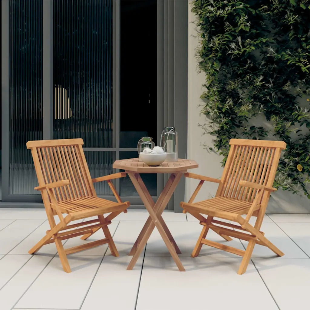 Set da Pranzo per Giardino 3 pz | Set Salotto da Giardino in Legno Massello di Teak