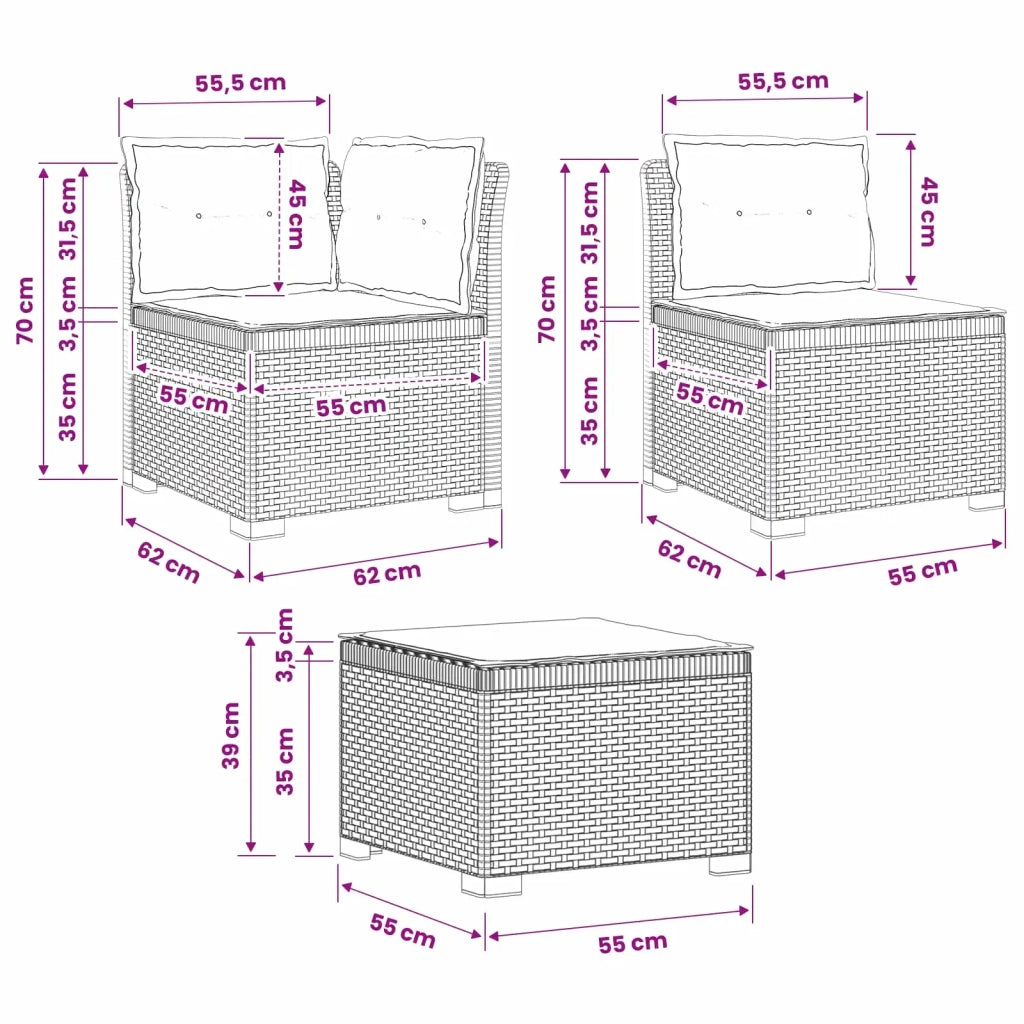Divano da giardino 4 posti con cuscini aspetto rattan PP 3443949