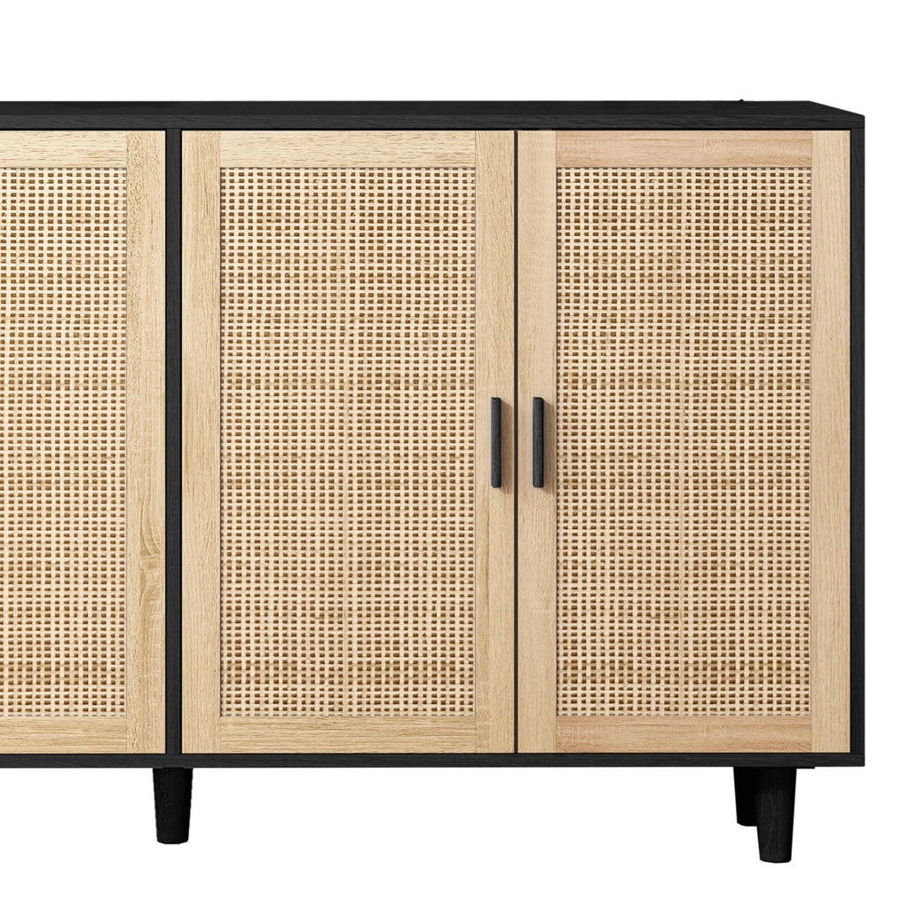 Credenza con 4 ante e ripiano regolabile - per soggiorno - in truciolare - 158×40×88 cm - nero