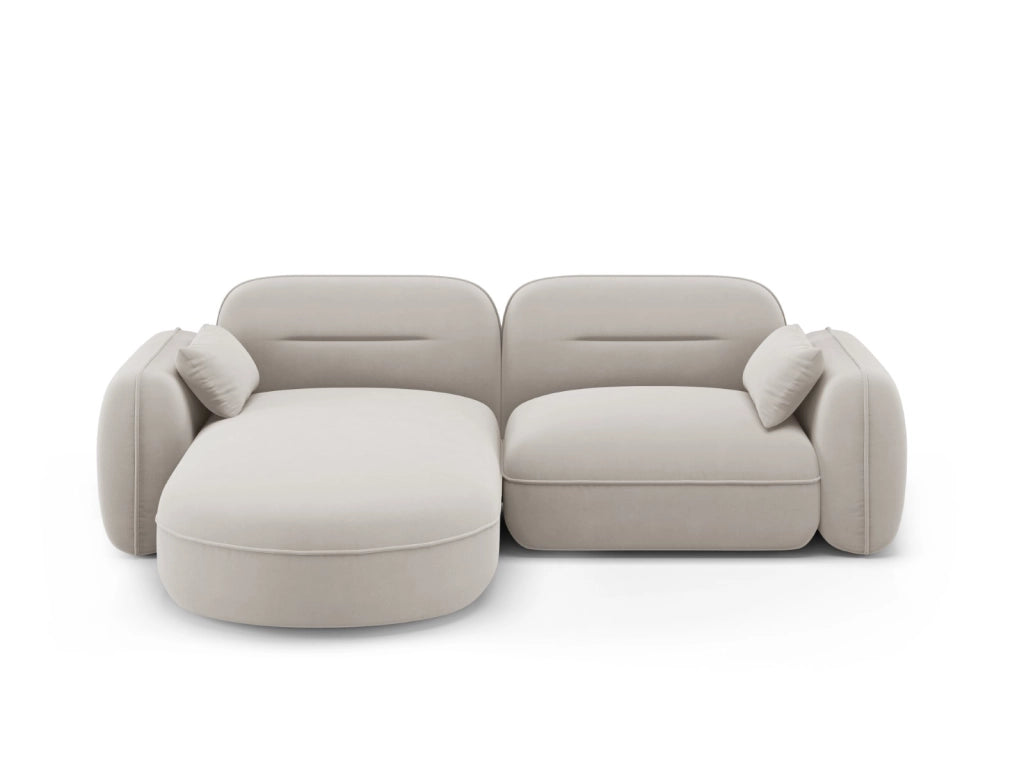 Cosmopolitan Design - Divano angolare modulare sinistro "Sydney" 3 posti in velluto beige chiaro 