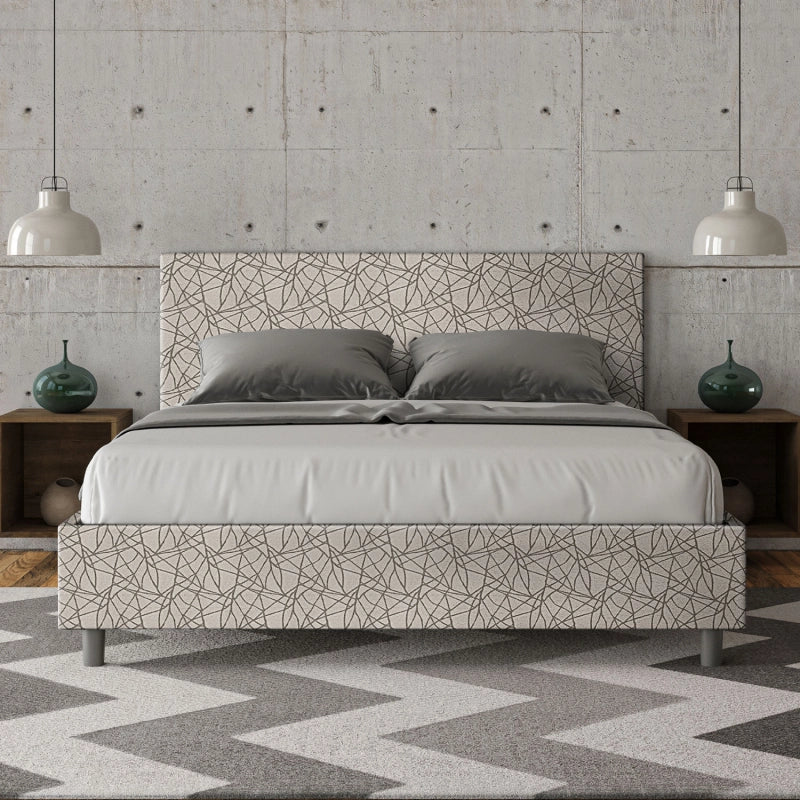 Letto imbottito Matrimoniale 160x190 cm tessuto Era Adele - Con rete,Grigio