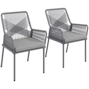 Set 2 Sedie da Giardino con Cuscini ¨C zephmum ¨C PolyRattan Grigio Scuro Acciaio