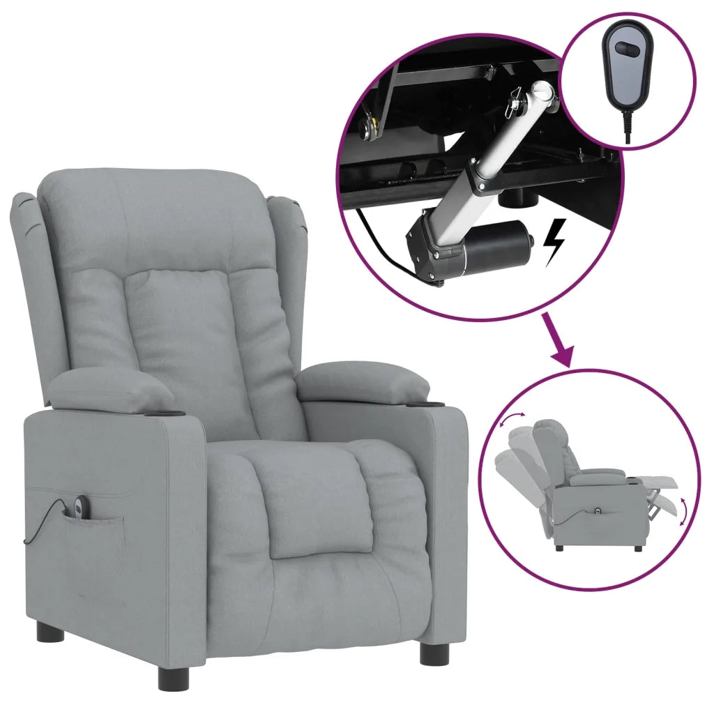 Poltrona Elettrica Reclinabile Grigio Chiaro in Tessuto 3098777