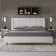 Letto imbottito Matrimoniale 200x210 cm Agueda - Bianco,Similpelle,Senza rete
