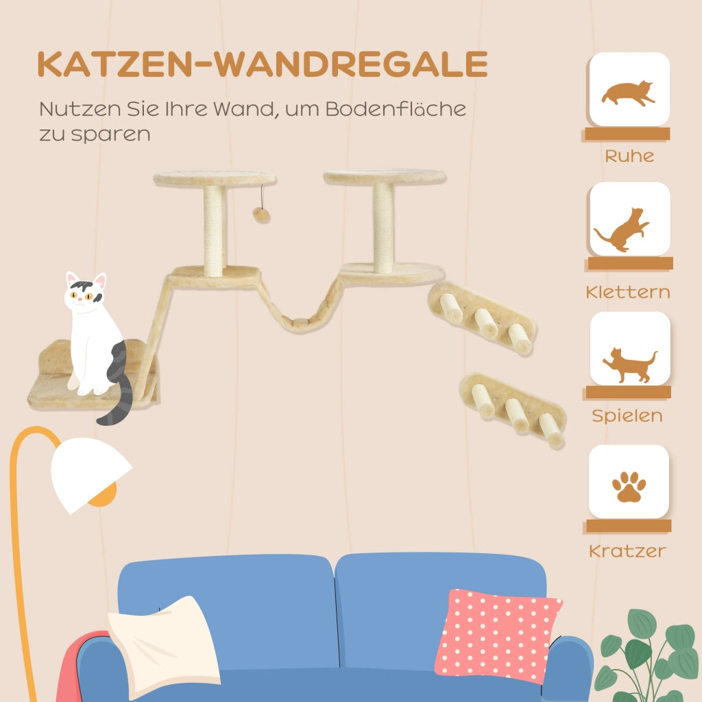 Scaletta per Gatti ¨C zephmum ¨C Montaggio Parete, Beige