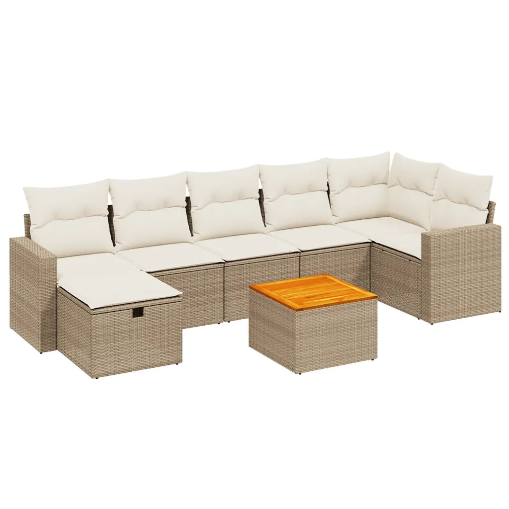 Set Divano da Giardino 8 pz con Cuscini Beige in Polyrattan 3264845