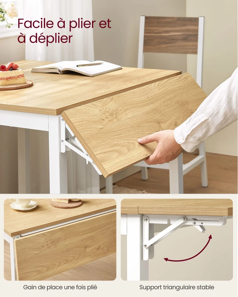 Tavolo da pranzo pieghevole 78 x 120 x 76,2 cm tavolo da cucina/scrivania estensibile per 2-4 persone rettangolare con ante a ribalta per piccoli spazi beige 12_0007671