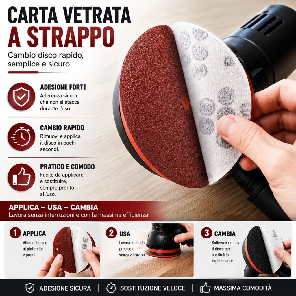 10 Pezzi Dischi Abrasivi 115 mm Grana 120 Carta Vetrata a Strappo 40308
