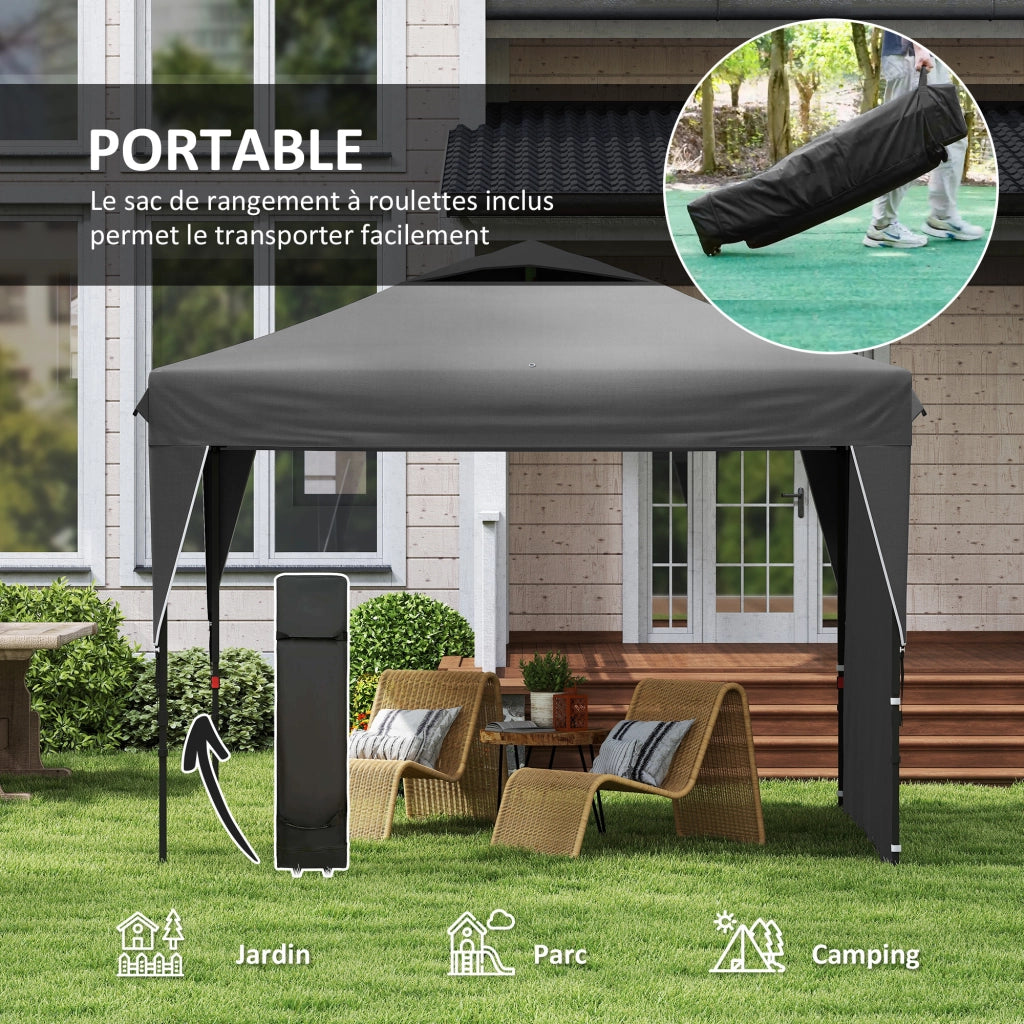 Gazebo da giardino pieghevole con parete laterale ¨C zephmum ¨C acciaio tessuto Oxford