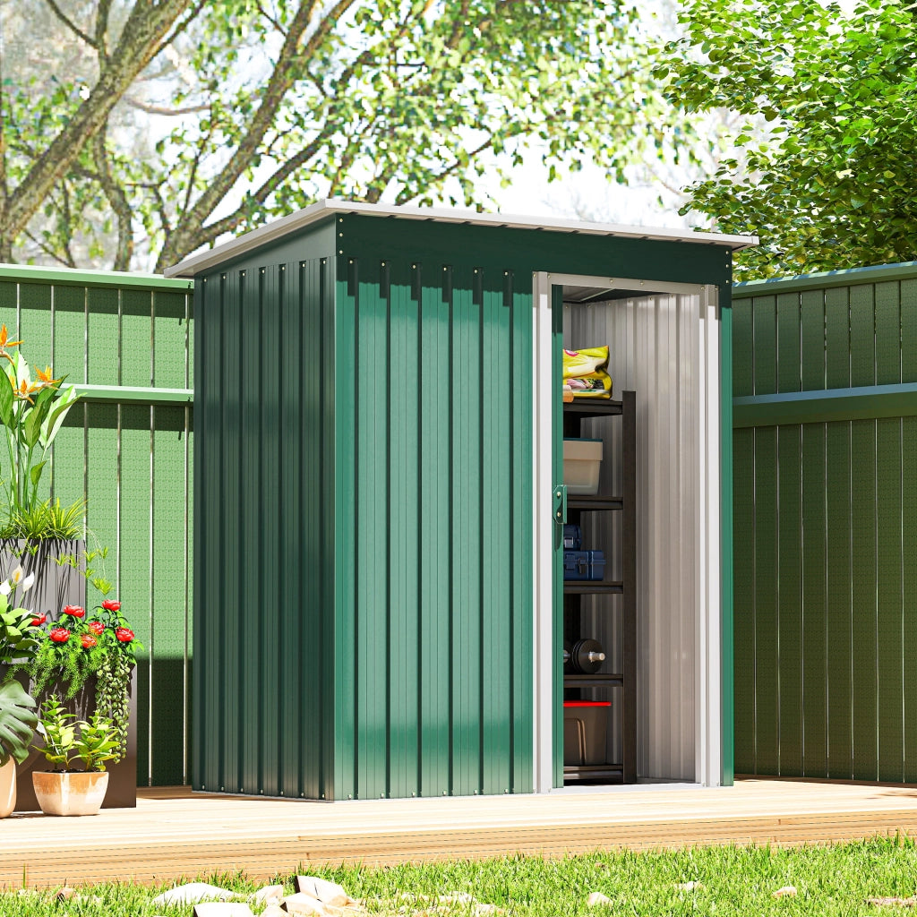 Capanno Attrezzi Giardino ¨C zephmum ¨C Verde Acciaio Zincato 163x89x182 cm