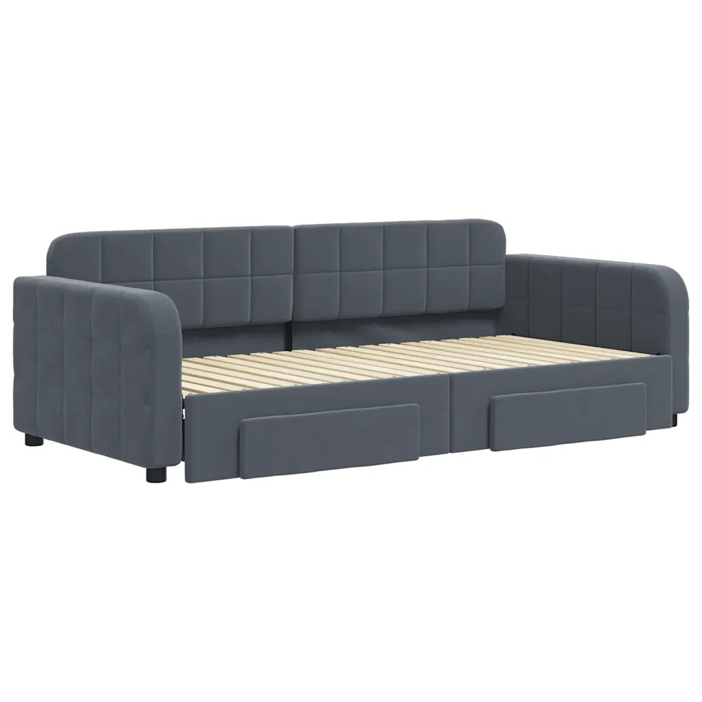 Divano Letto Estraibile Cassetti-Sofa Letto-Daybed Grigio Scuro 90x190cm Velluto 122247