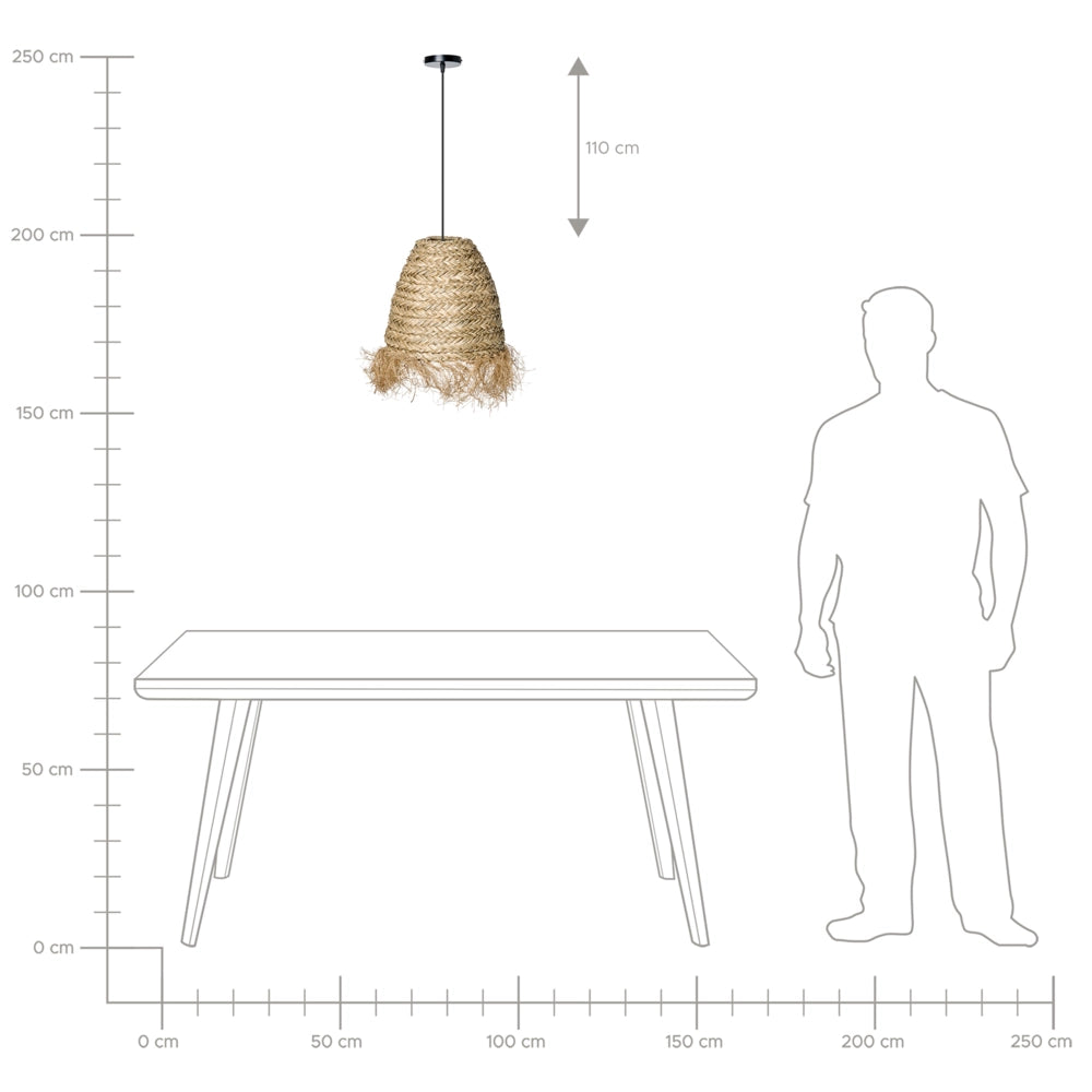 Lampada a sospensione Paralume naturale in seagrass con frange Lampadario in stile boho intrecciata a mano Illuminazione