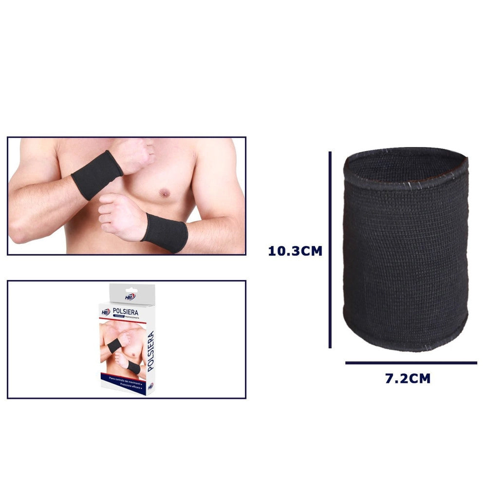 Trade Shop - Coppia Polsini Elastici Per Polso Fitness Sport Anallergico Protezione Nero -