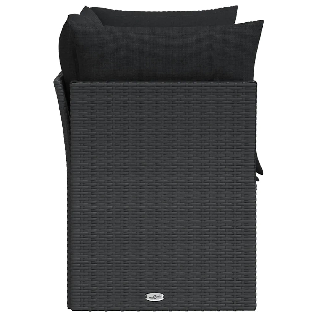 Divano da giardino con cuscini 2 posti nero in polyrattan 365986