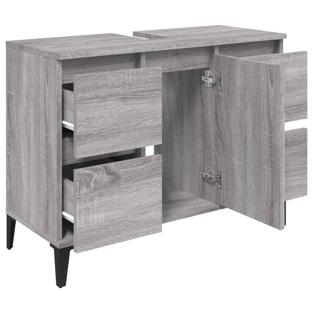 Mobile sottolavabo per bagno 80 x 33 x 60 cm in legno ingegnerizzato grigio 02_0006849
