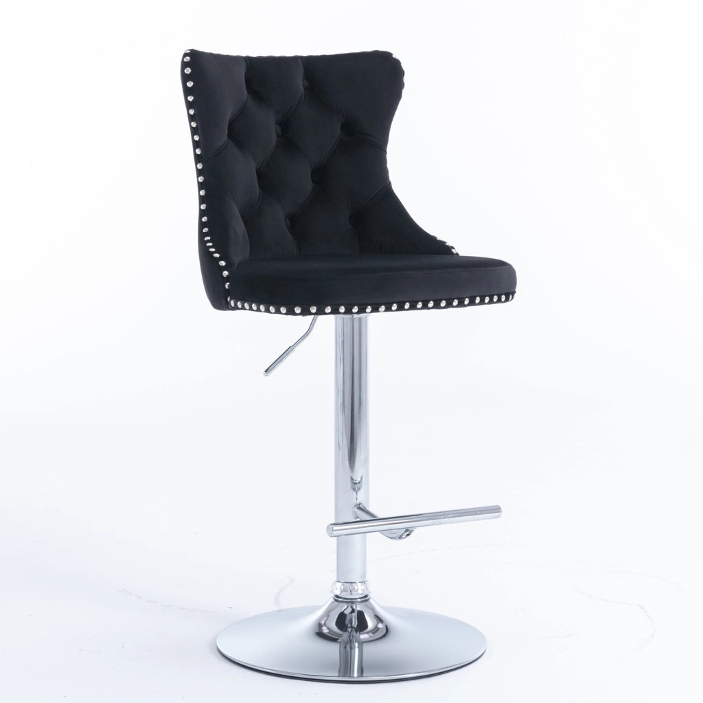 Sgabelli da bar girevoli in velluto con altezza della seduta regolabile da 63,5 a 84 cm, base cromata, schienale imbottito e confortevole, ideali per