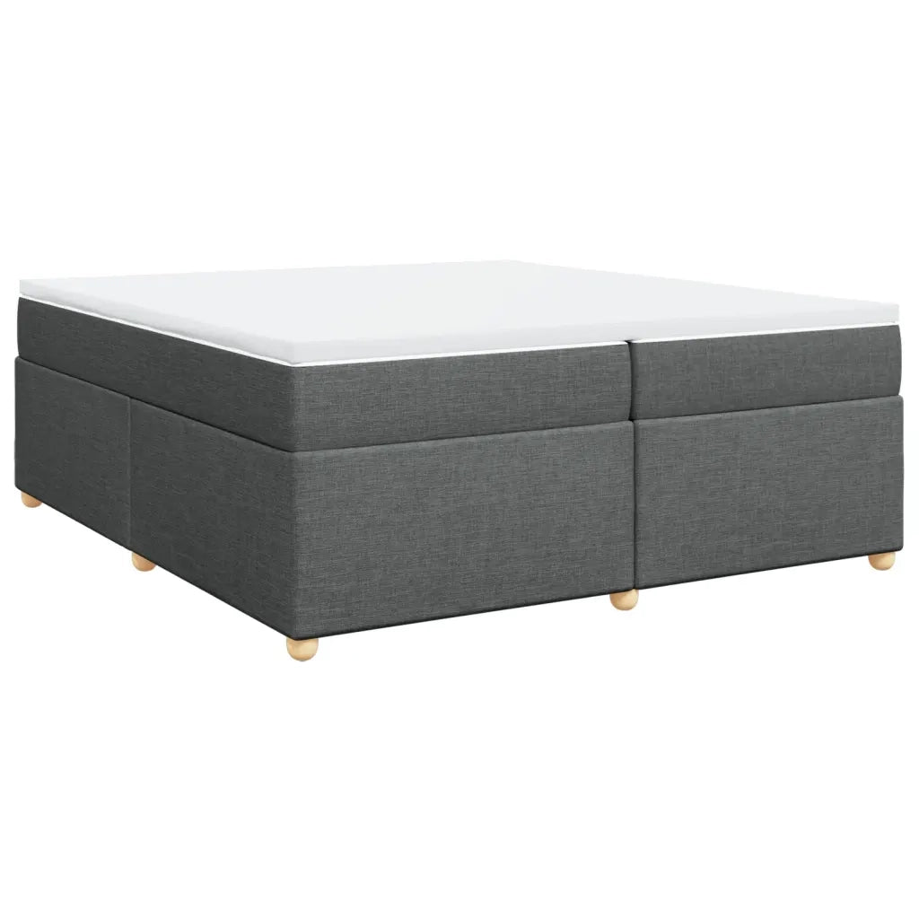 Giroletto a Molle con Materasso Grigio Scuro 200x200 cm Tessuto