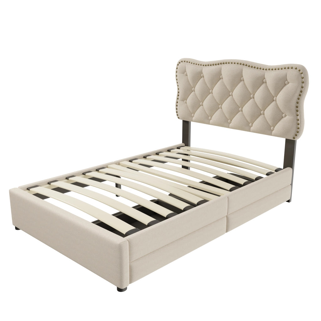 letto imbottito mdf beige scuro 90 x 200 cm