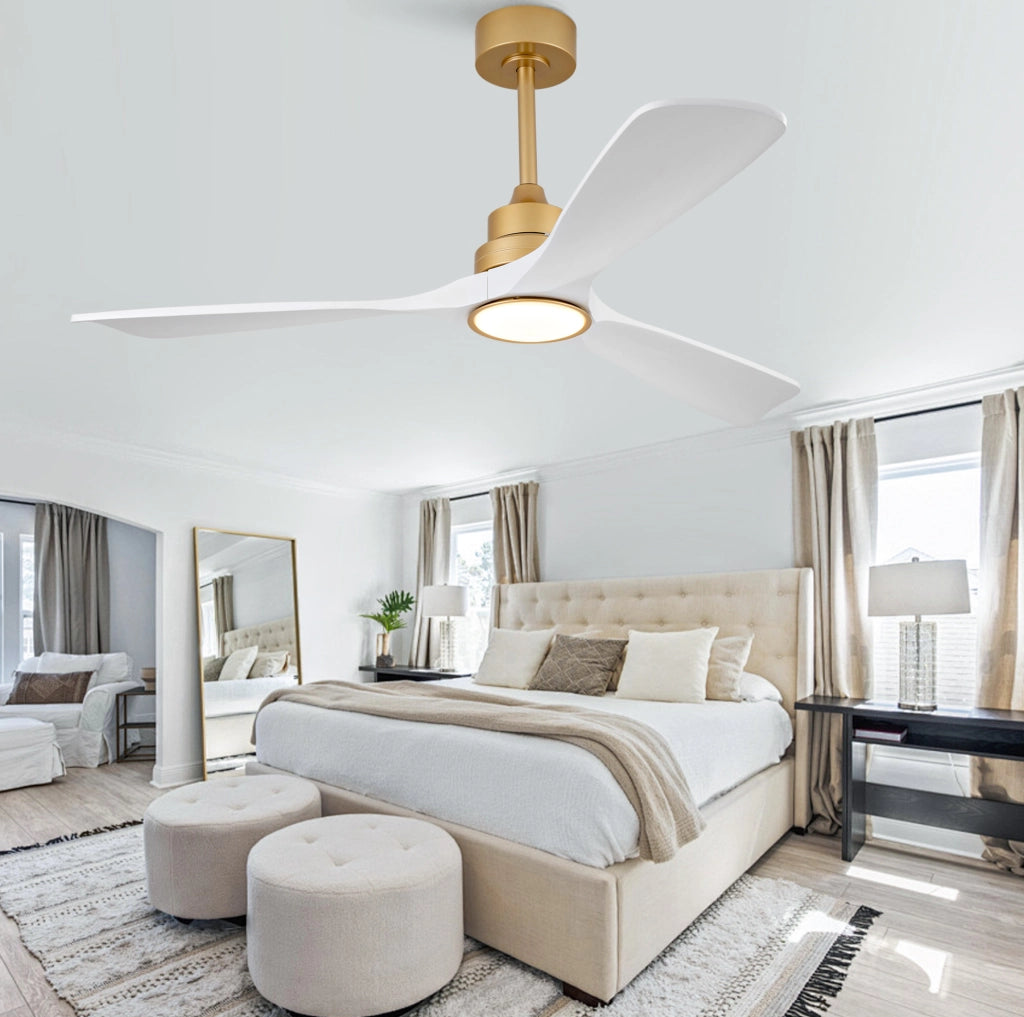 VENTILATORE DA SOFFITTO 132 cm con LED dimmerabile Oro e Bianco