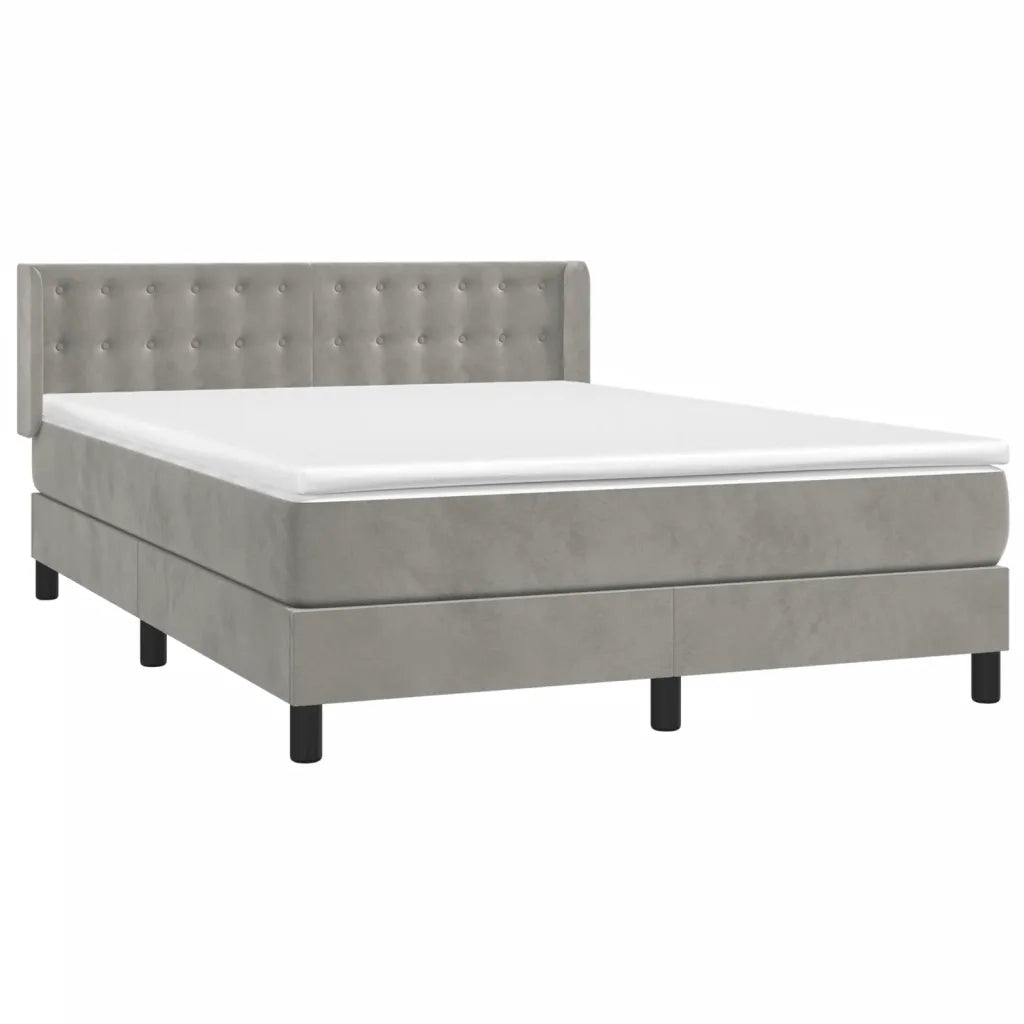 Giroletto a Molle con Materasso Grigio Chiaro 140x200cm Velluto 3131201