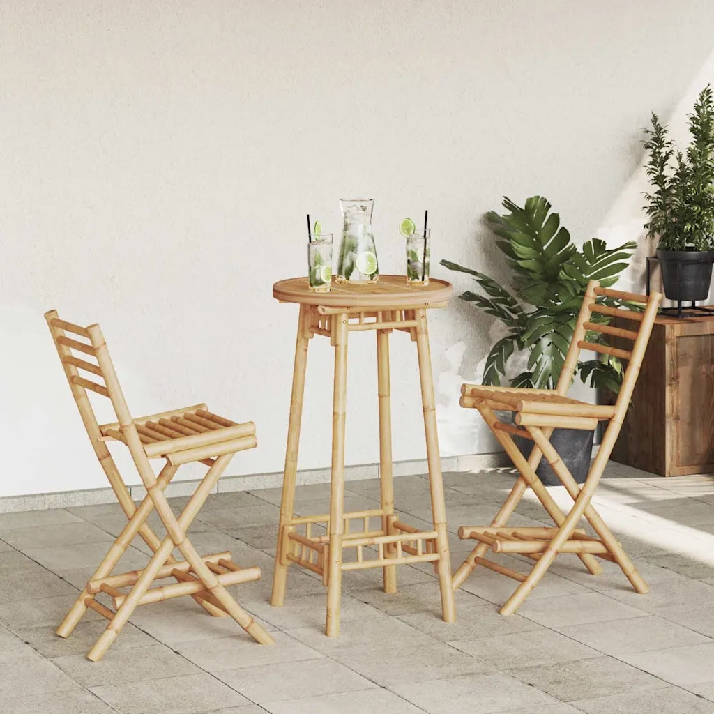 Set Bar da Esterno 3 pz Pieghevole in Bamb¨´ CFW1017137