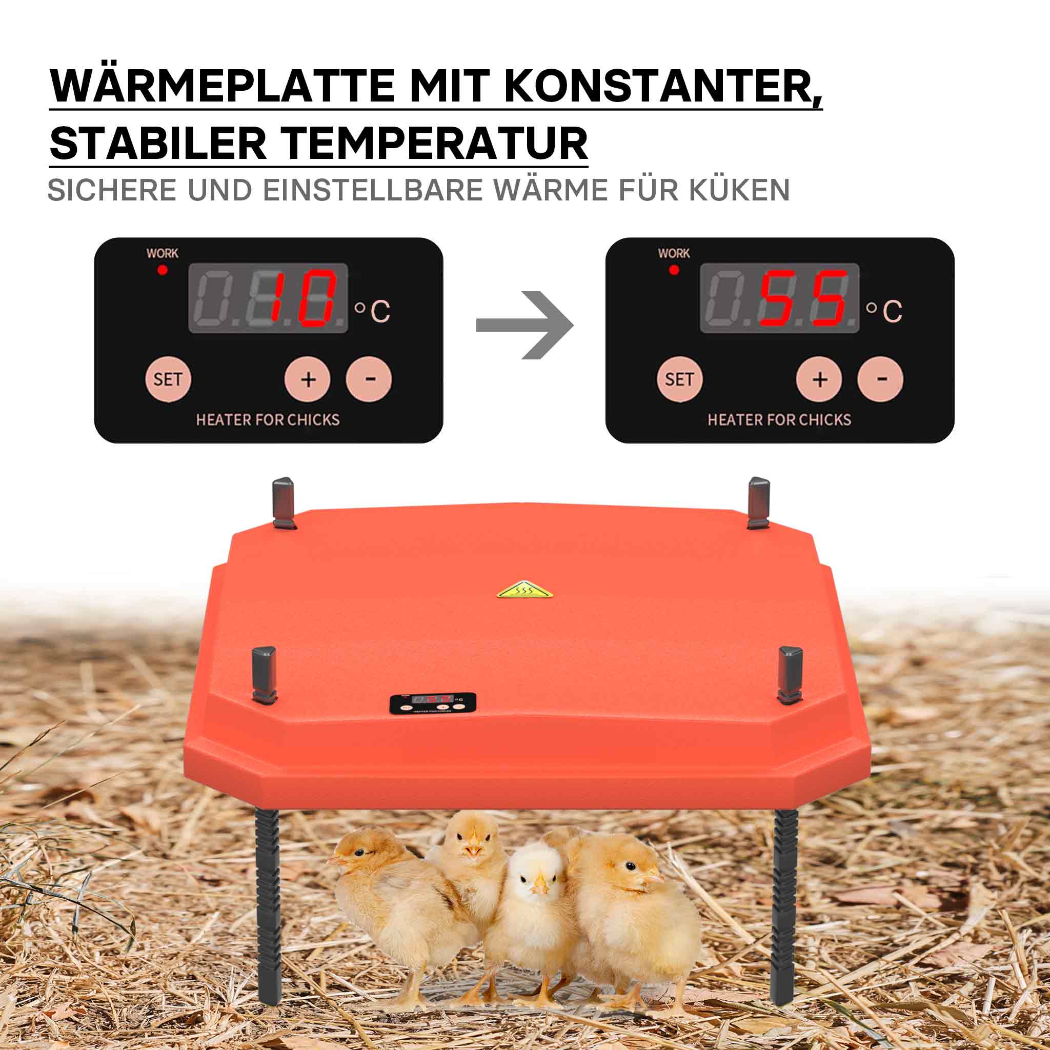 Fudajo Chioccia artificiale 40x40cm 42W Piastra termica per 30-35 pulcini con temperatura regolabile