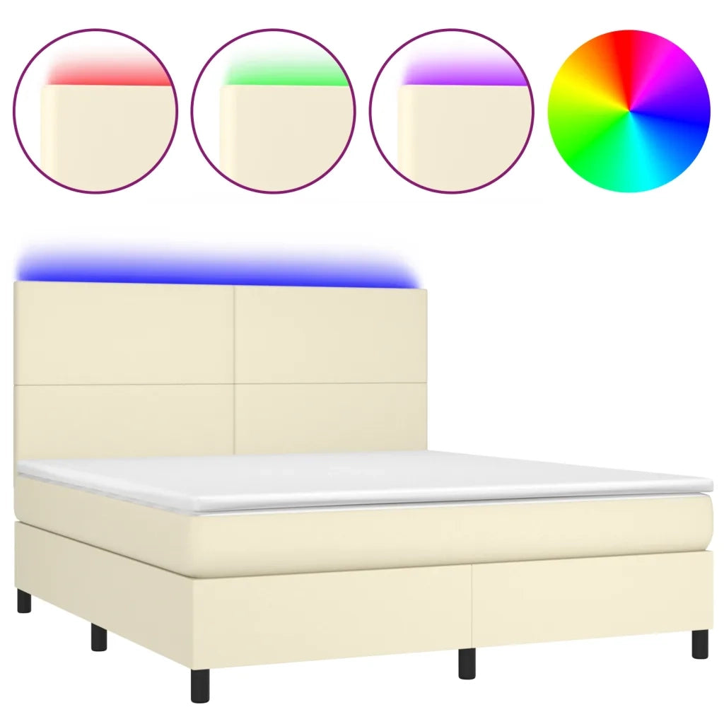 Giroletto a Molle con Materasso e LED Crema 180x200 cm cod mxl 57764