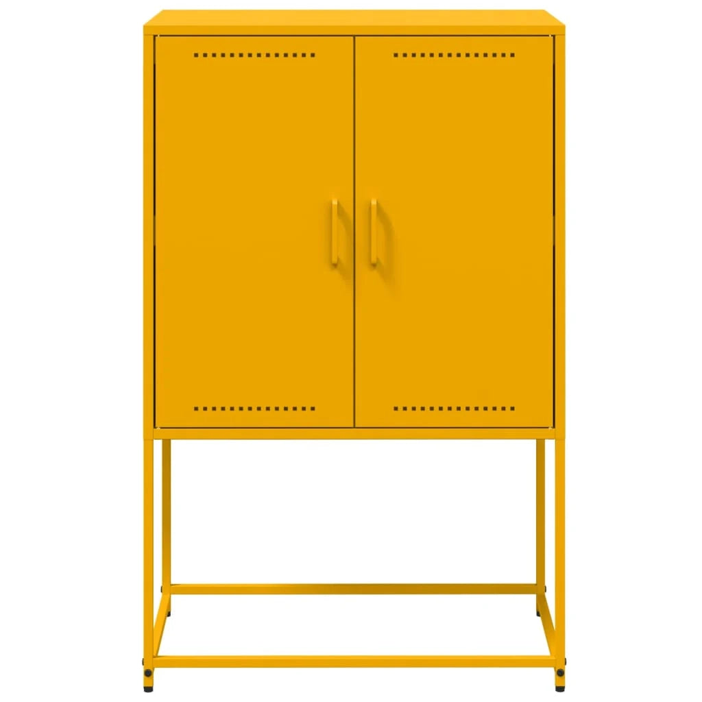 Buffet credenza cassettiera armadio mobile contenitore organizer cucina soggiorno salotto alto giallo senape 68,5 x 38,5 x 107 cm acciaio giallo 02_0034731