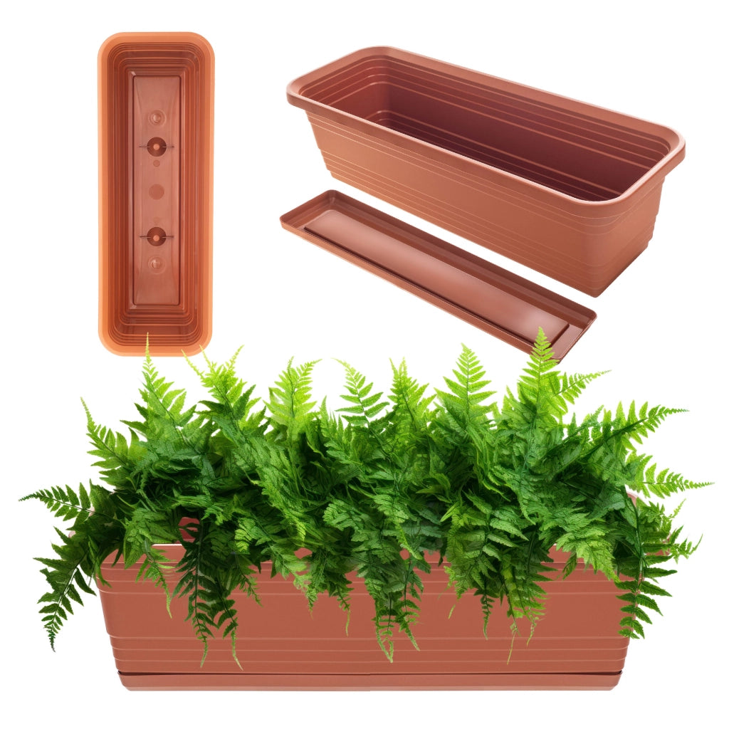 Vaso da fiori per balcone KADAX, 50 cm + sottovaso rosso mattone