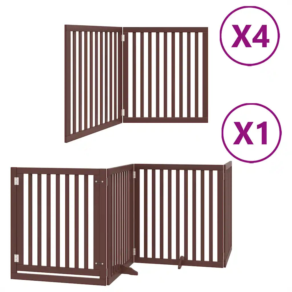 Cancello Cani Porta Pieghevole Marrone 12 Pannelli 960cm Pioppo CFW4336030