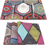 Tavola di servizio Boho, mandala floretnici, antiscivolo, lavabile, facile da pulire, tavole di servizio per festa, cena, terrazza, tavolo, regalo trendy, 4 pezzi, 45 x 32 cm, lino