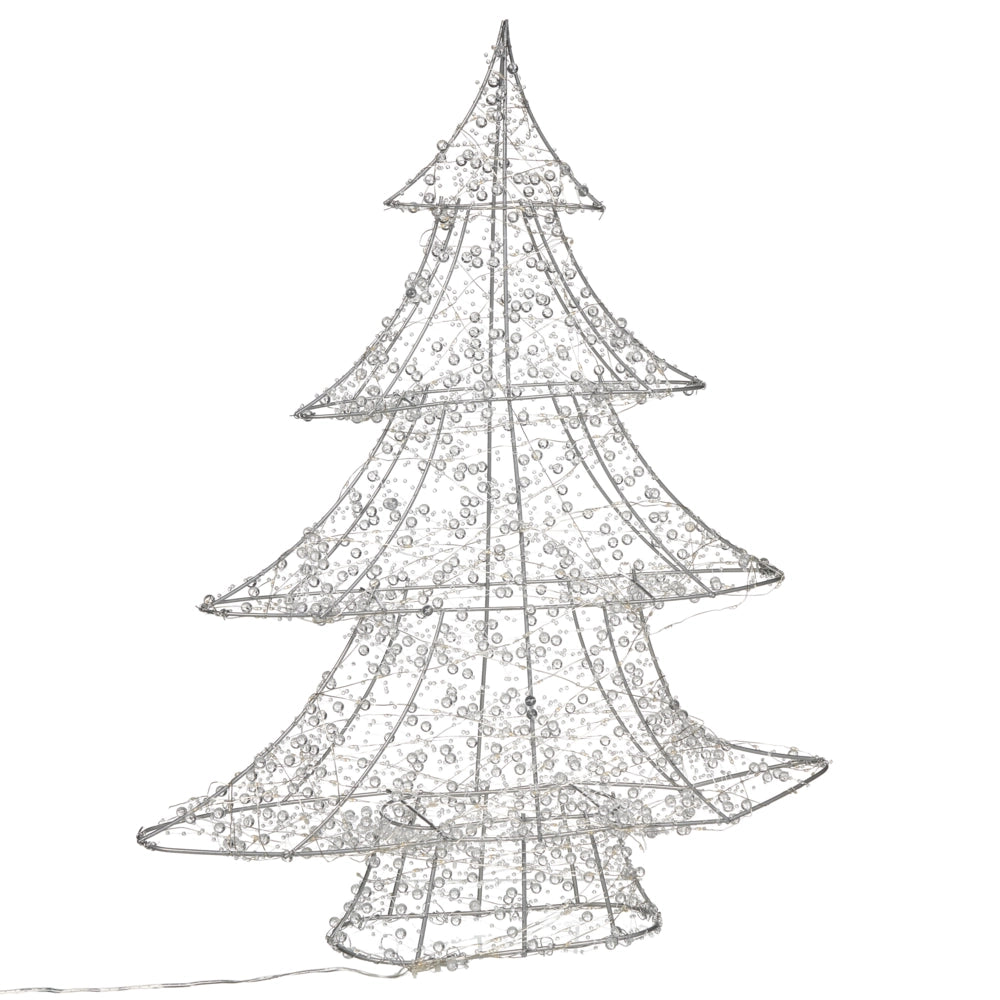 Decorazione natalizia da esterno a LED Albero di Natale 60 cm Decorazione natalizia da giardino Illuminata Argento