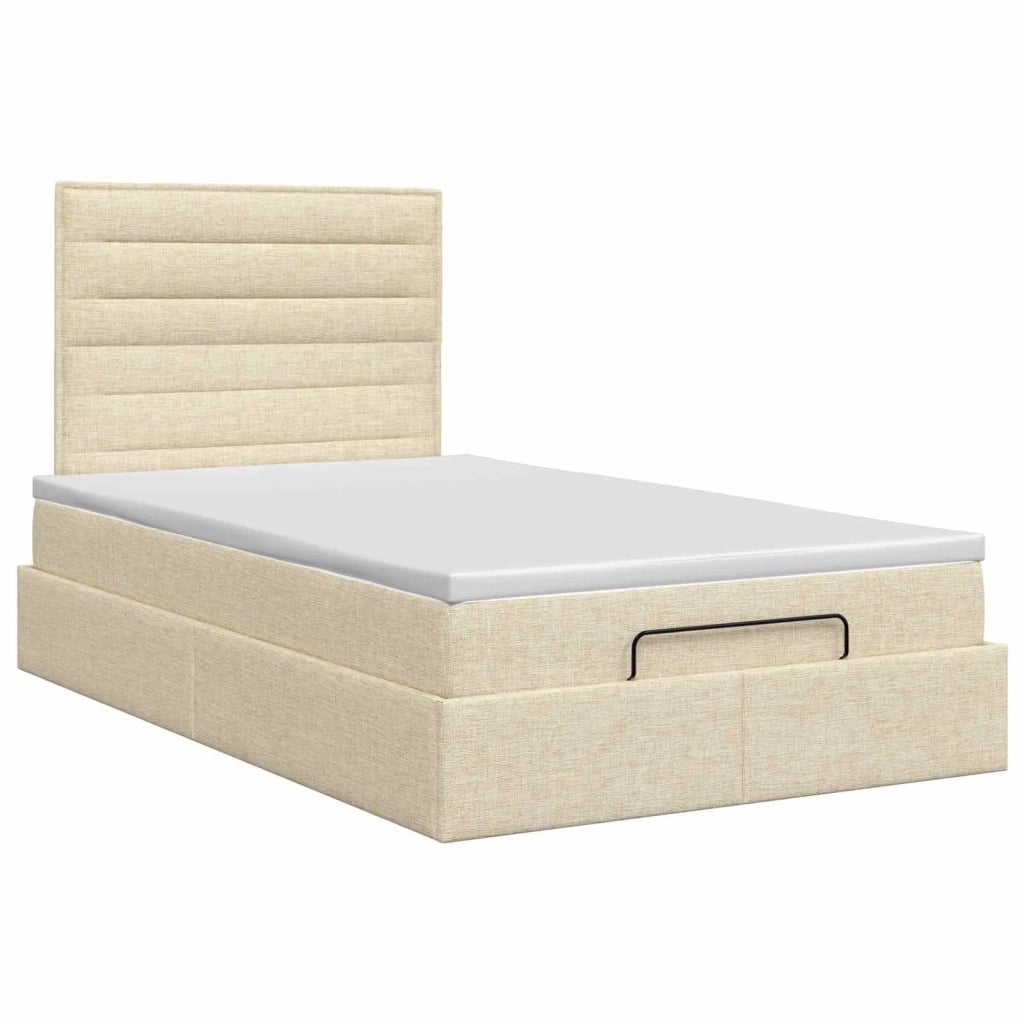 Letto ottomano con materasso Crema 120 x 190 cm Tessuto 3457395
