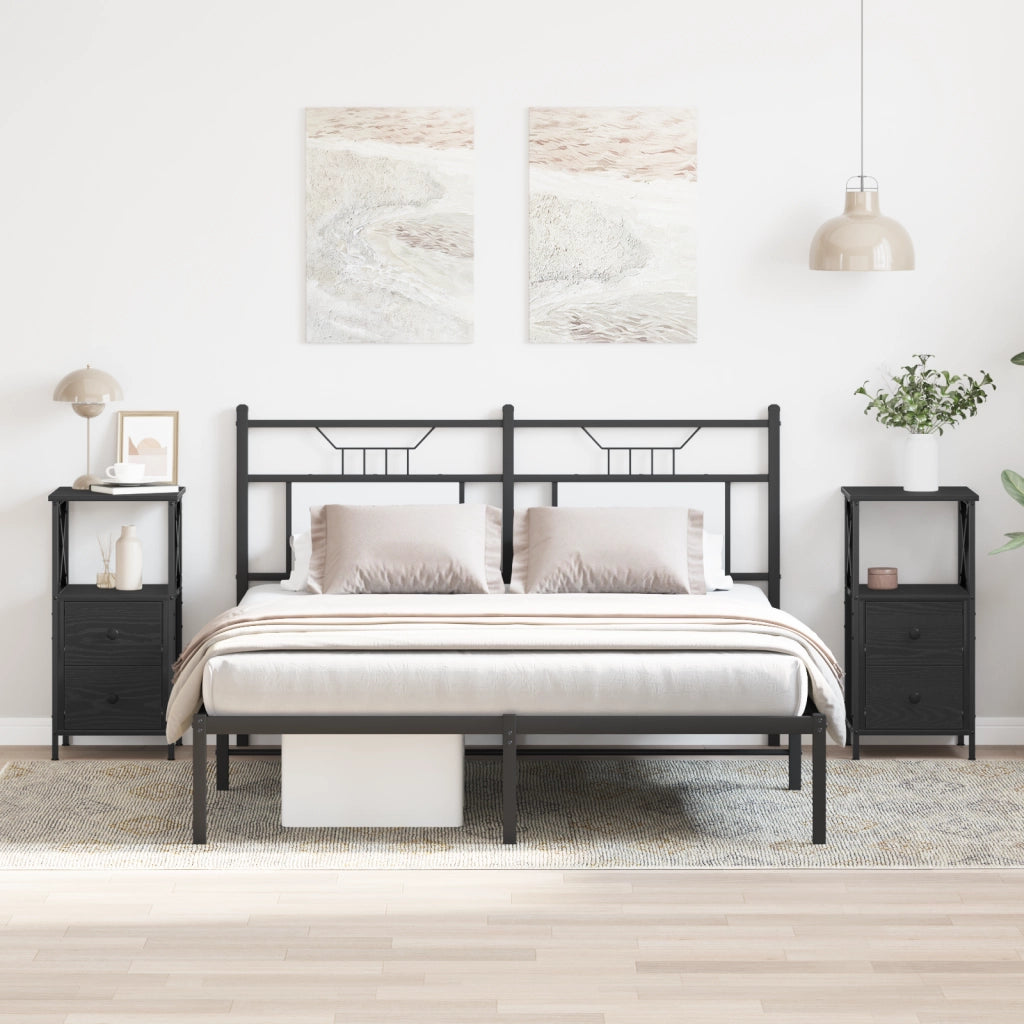 Comodini 2 pz Nero Rovere 34x35,5x70 cm Legno ingegnerizzato