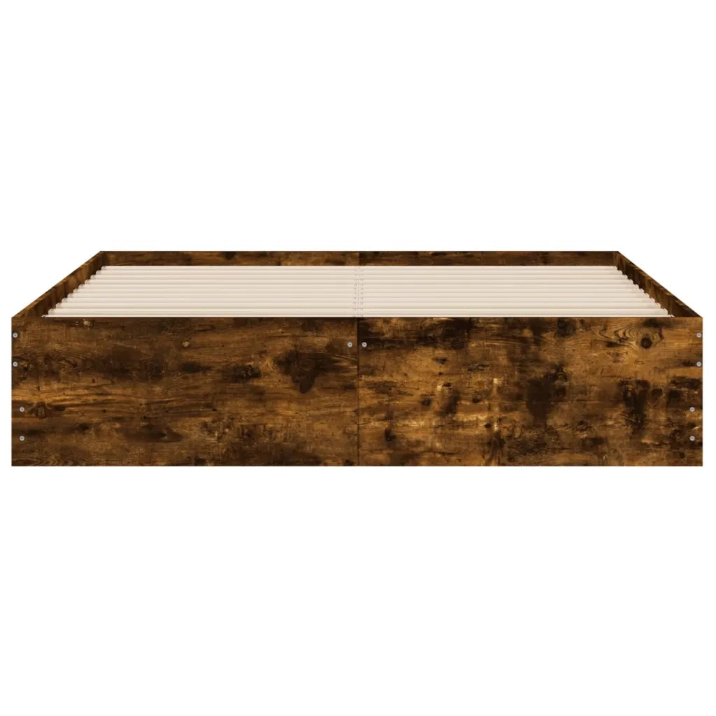 Letto matrimoniale | Letto per adulti | Giroletto con Cassetti Rovere Fumo 140x190 cm Legno Multistrato
