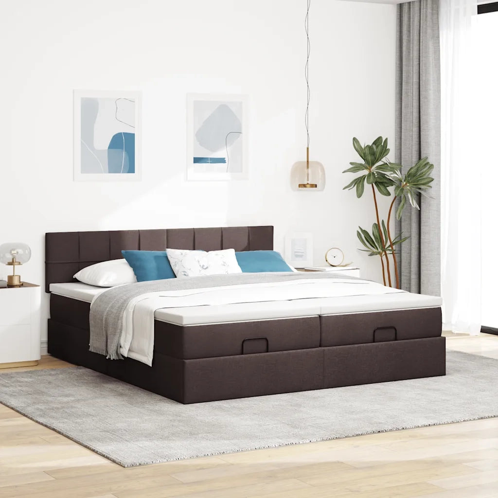 Struttura Letto Pouf con Materassi 180x200 cm in Tessuto 3312846